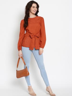 tie front checkered top - 17599919 - Standard Image - 4