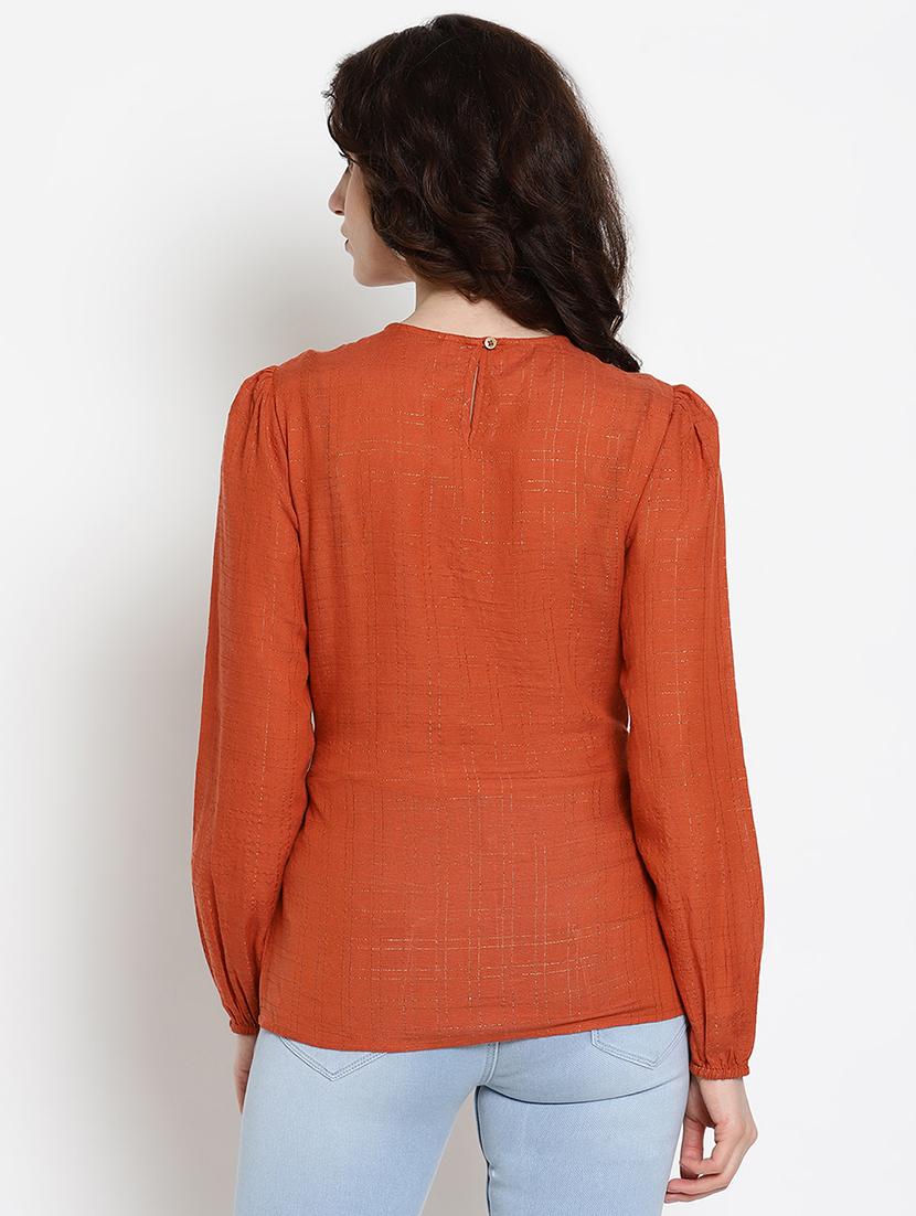 tie front checkered top - 17599919 - Zoom Image - 3