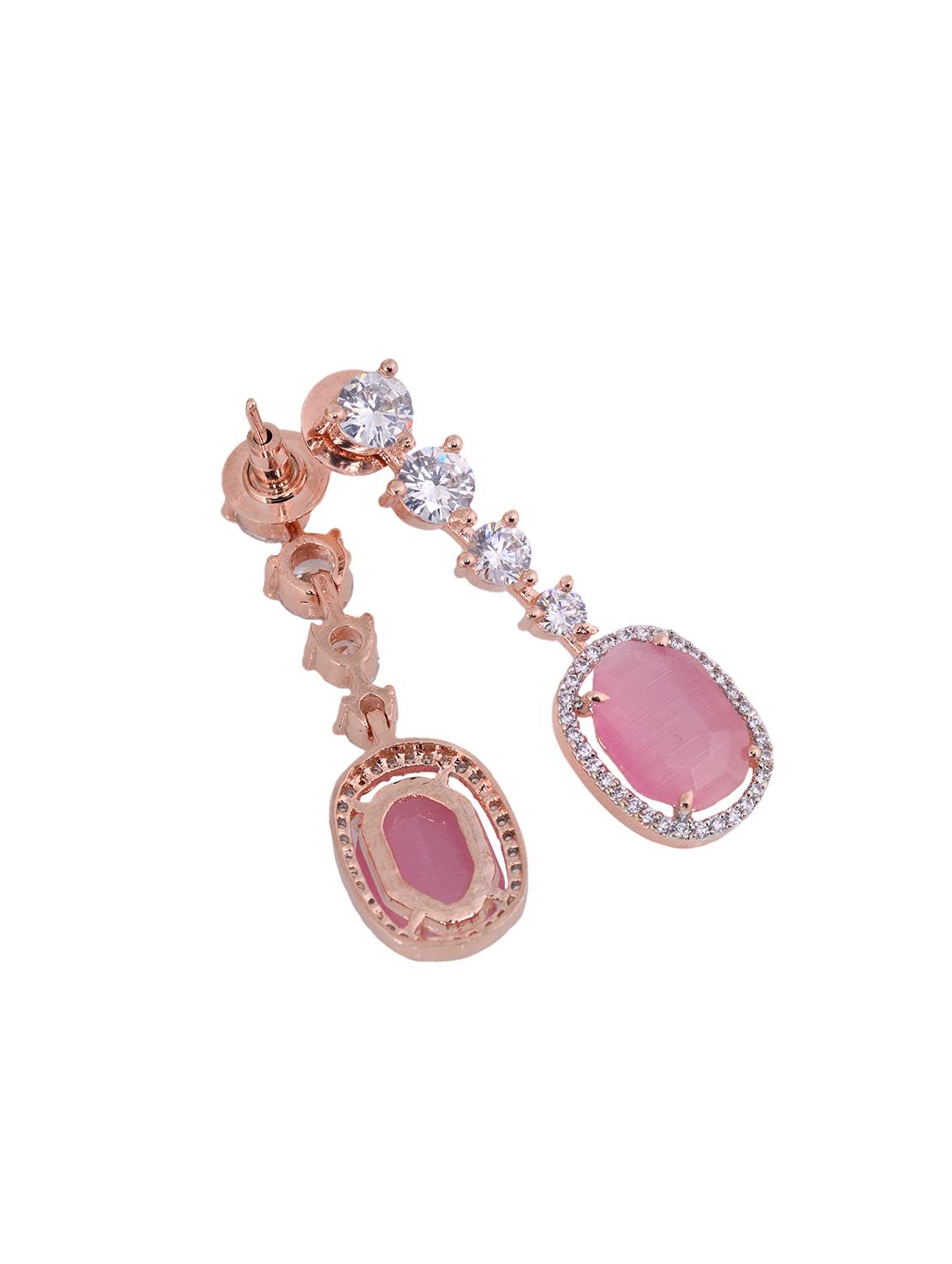 pink brass drop earring - 17599980 - Zoom Image - 2