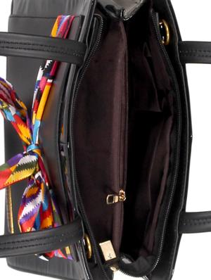black leatherette (pu) regular handbag - 17599988 - Standard Image - 3