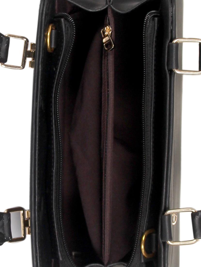 black leatherette (pu) regular handbag - 17600005 - Zoom Image - 3