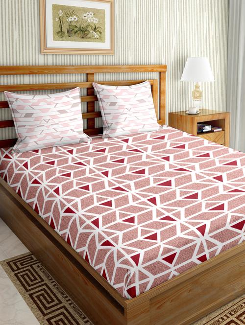 mysterious double bedsheet set king size 180 tc cotton pink colour - 17600354 - Standard Image - 1