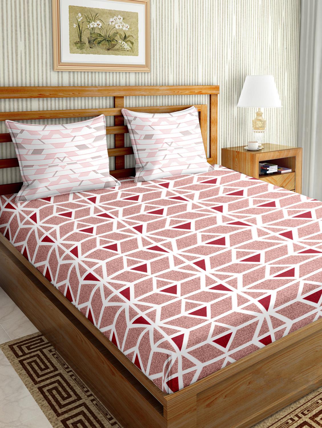mysterious double bedsheet set king size 180 tc cotton pink colour - 17600354 - Zoom Image - 1