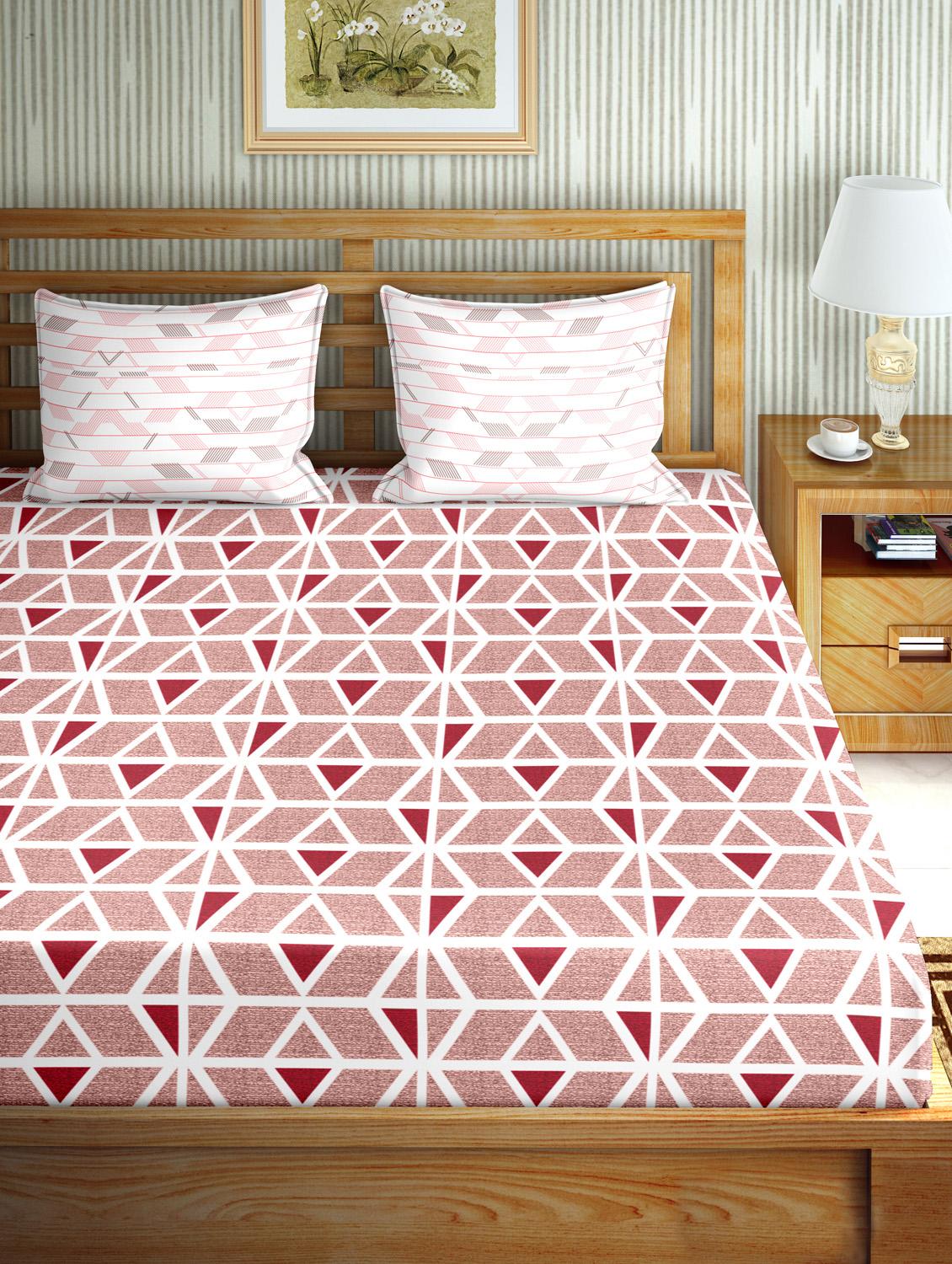 mysterious double bedsheet set king size 180 tc cotton pink colour - 17600354 - Zoom Image - 2