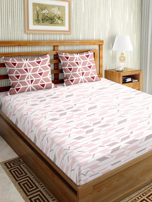 mysterious double bedsheet set king size 180 tc cotton pink colour - 17600355 - Standard Image - 1