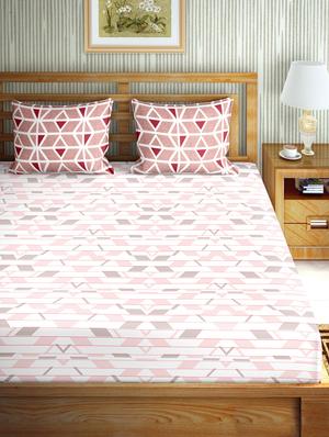 mysterious double bedsheet set king size 180 tc cotton pink colour - 17600355 - Standard Image - 2