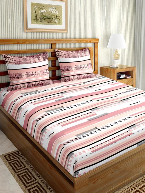 mysterious double bedsheet set king size 180 tc cotton pink colour - 17600375 - Standard Image - 1