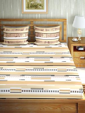 mysterious double bedsheet set king size 180 tc cotton beige colour - 17600376 - Standard Image - 2