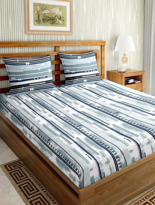mysterious double bedsheet set king size 180 tc cotton blue colour - 17600380 - Standard Image - 1