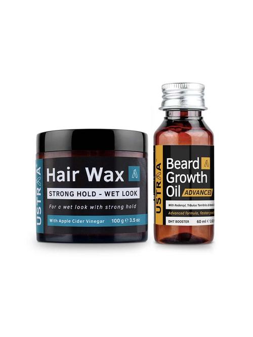 ustraa beard growth oil advance and hair wax wet look - 17601305 - Standard Image - 1