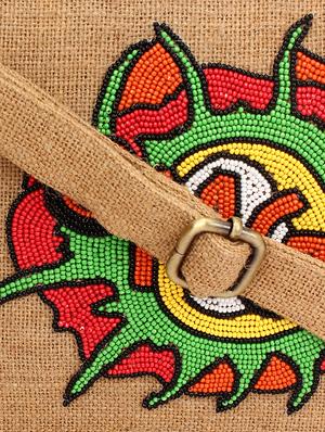 beige jute regular clutch - 17601372 - Standard Image - 4