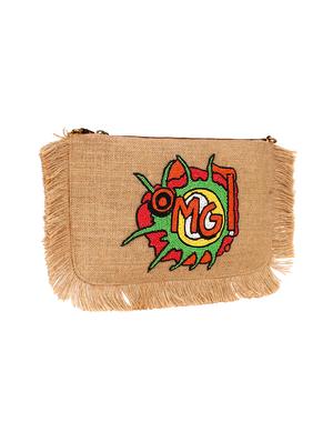beige jute regular clutch - 17601372 - Standard Image - 5