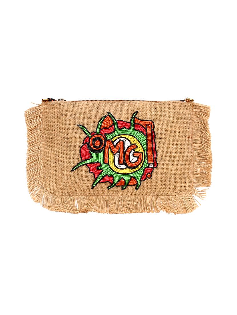 beige jute regular clutch - 17601372 - Zoom Image - 1