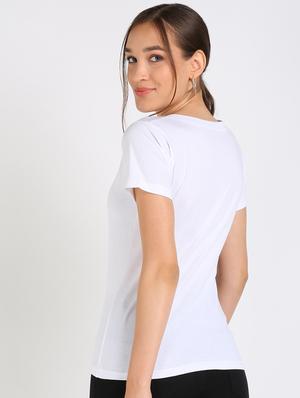 v neck solid tee - 17601529 - Standard Image - 3