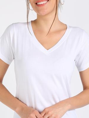 v neck solid tee - 17601529 - Standard Image - 5