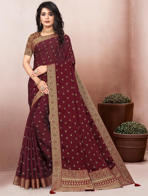 foil printed saree with blouse - 17601737 - Standard Image - 1