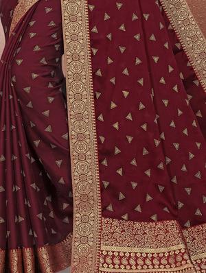 foil printed saree with blouse - 17601737 - Standard Image - 2