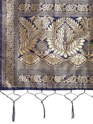 blue silk flared lehenga - 17601781 - Standard Image - 4