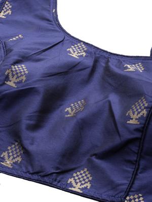 blue silk flared lehenga - 17601792 - Standard Image - 5