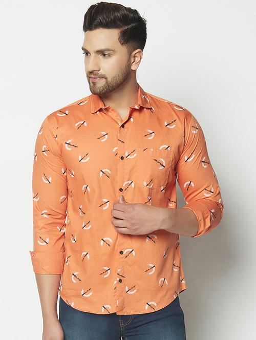 orange printed casual shirt - 17602177 - Standard Image - 1