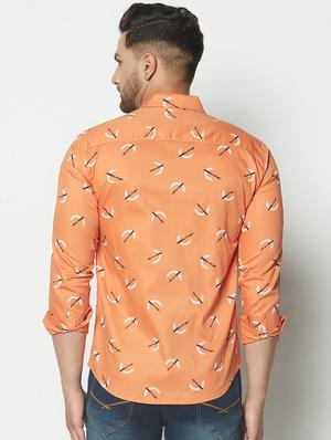 orange printed casual shirt - 17602177 - Standard Image - 3