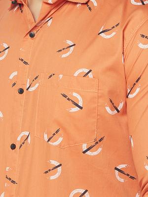 orange printed casual shirt - 17602177 - Standard Image - 5