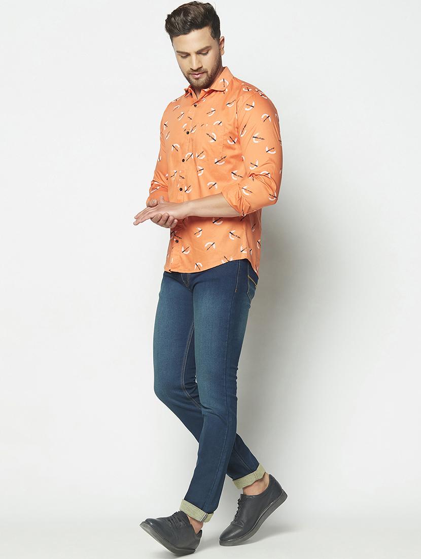 orange printed casual shirt - 17602177 - Zoom Image - 4