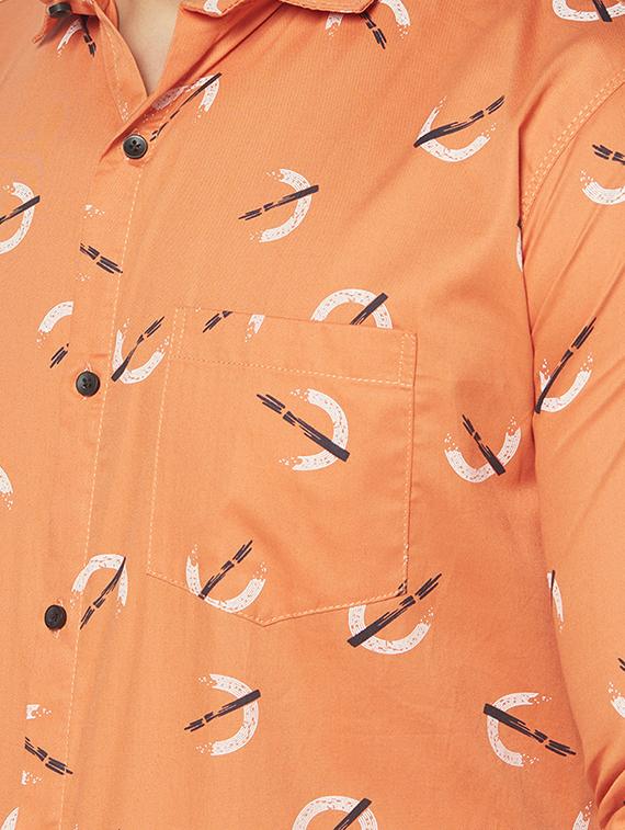 orange printed casual shirt - 17602177 - Zoom Image - 5