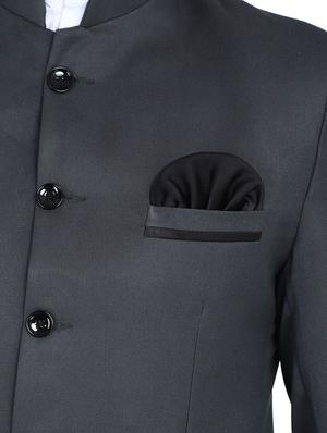 grey solid bandhgala formal blazer - 17602183 - Standard Image - 4