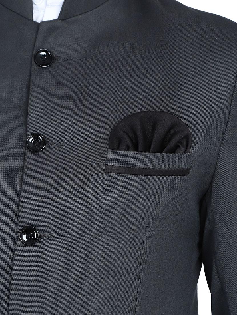 grey solid bandhgala formal blazer - 17602183 - Zoom Image - 4