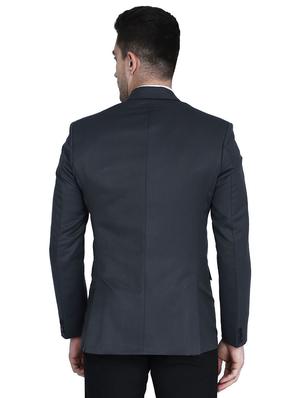 grey solid single breasted formal blazer - 17602184 - Standard Image - 3