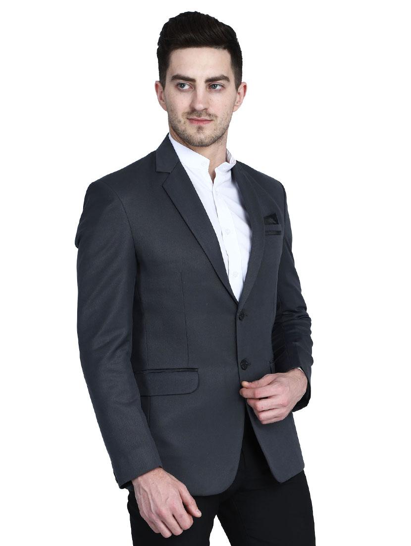 grey solid single breasted formal blazer - 17602184 - Zoom Image - 2