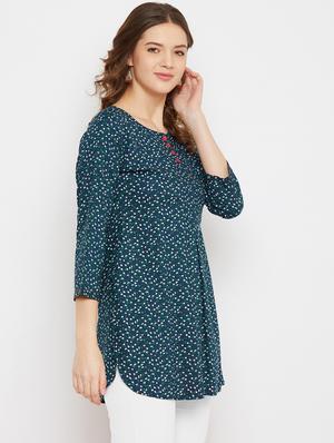 navy rayon straight kurti - 17602247 - Standard Image - 2