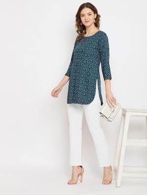 navy rayon straight kurti - 17602247 - Standard Image - 4