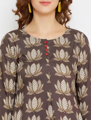brown rayon straight kurti - 17602252 - Standard Image - 5
