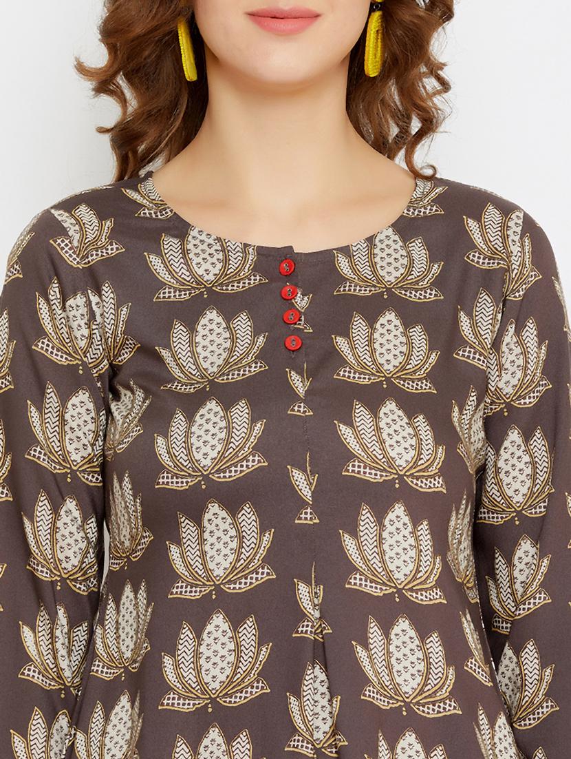 brown rayon straight kurti - 17602252 - Zoom Image - 5