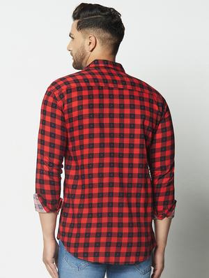 red checkered casual shirt - 17602269 - Standard Image - 3