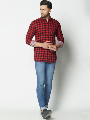 red checkered casual shirt - 17602269 - Standard Image - 4