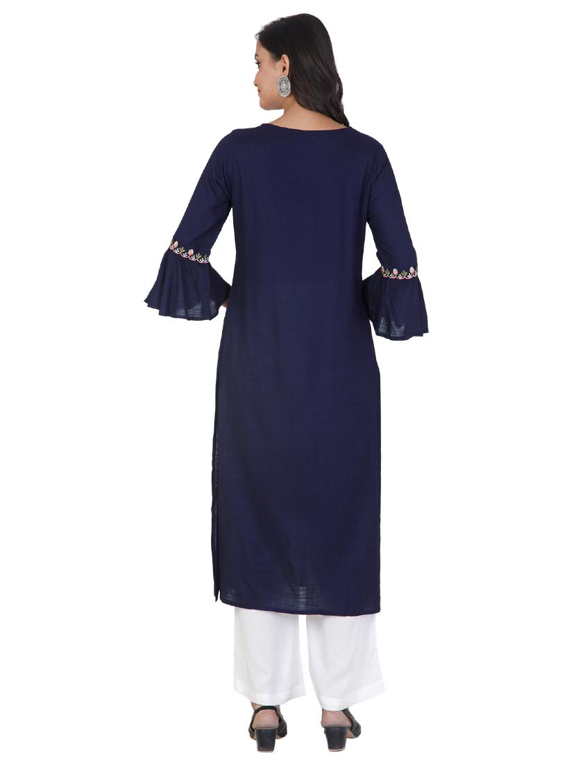embroidered straight kurta - 17602585 - Zoom Image - 3