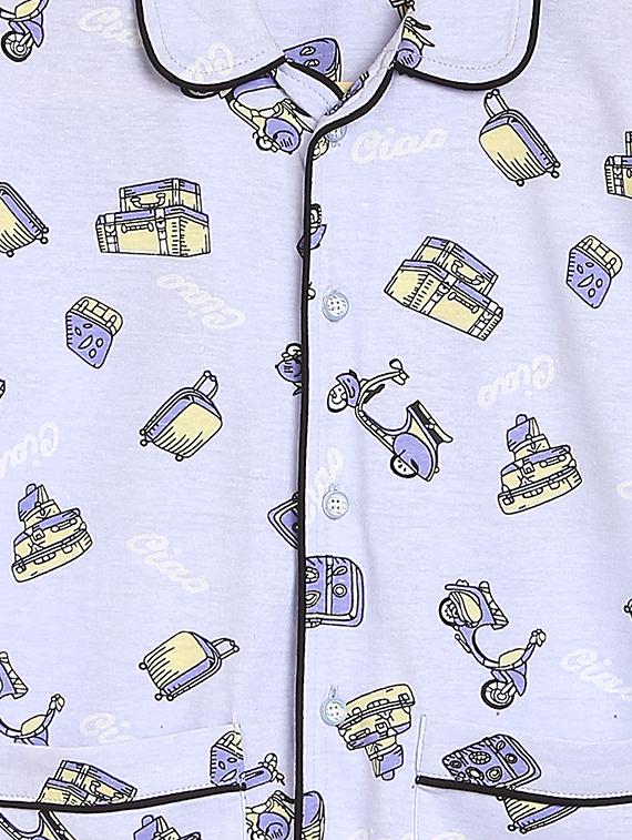 purple cotton nightwear pajama set - 17602860 - Zoom Image - 5