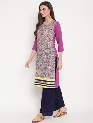 printed straight kurta - 17603007 - Standard Image - 2