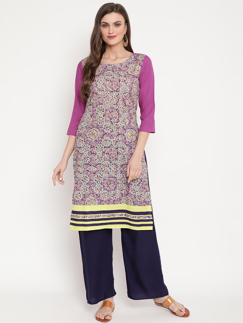 printed straight kurta - 17603007 - Zoom Image - 1
