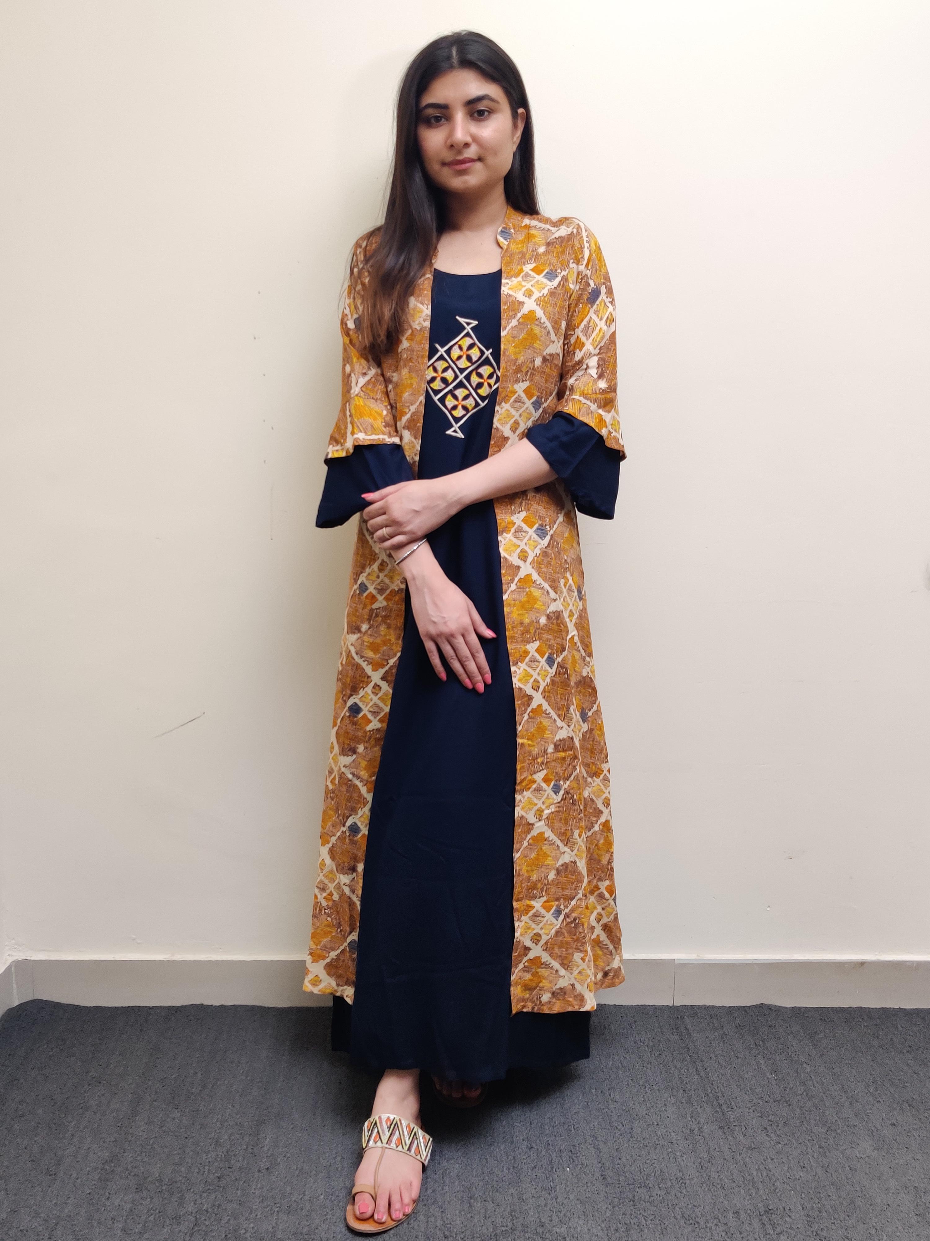 blue jacket style kurti - 17603238 - Zoom Image - 1