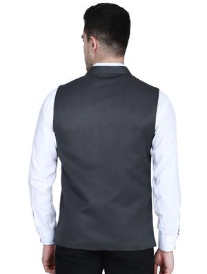 grey solid nehru jacket - 17603241 - Standard Image - 3