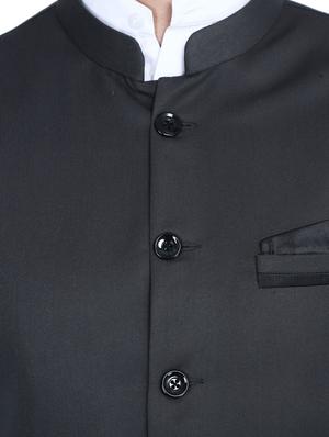 grey solid nehru jacket - 17603241 - Standard Image - 4
