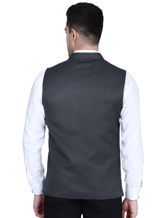 grey solid nehru jacket - 17603241 - Zoom Image - 3