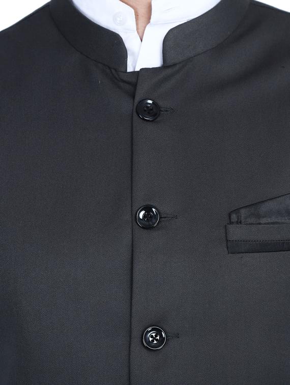 grey solid nehru jacket - 17603241 - Zoom Image - 4