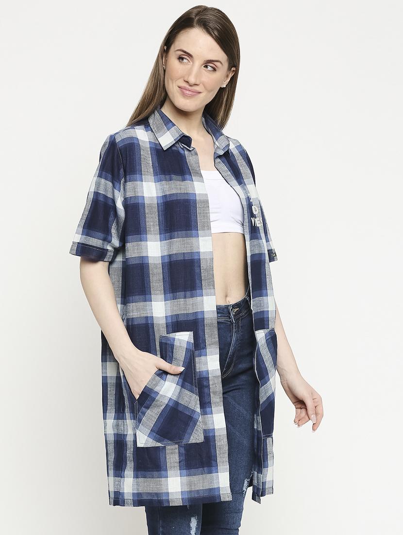 blue checkered regular shrug - 17603339 - Zoom Image - 2