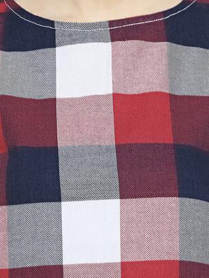 round neck checkered a-line dress - 17603341 - Standard Image - 4