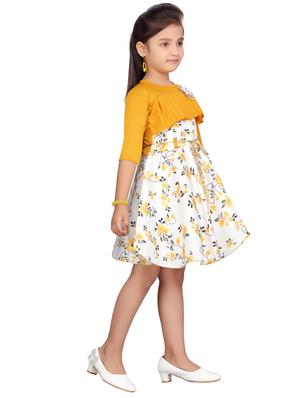 yellow cotton blend frock - 17603372 - Standard Image - 2